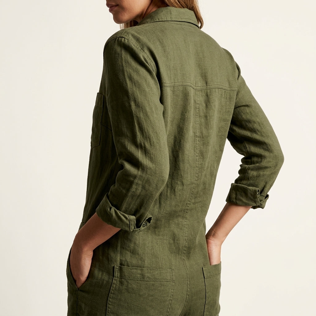 Linen Button Jumpsuit, view 8