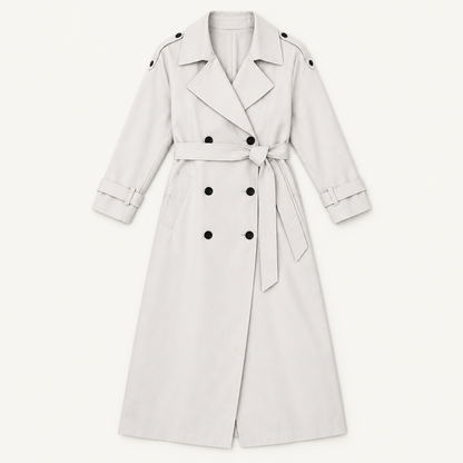Long Belted Trench Coat, flat lay