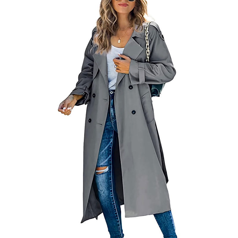 Long Belted Trench Coat, view 6