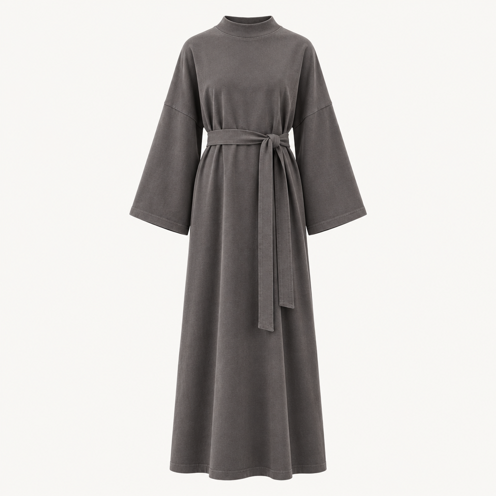 Skyler Long Oversized Cotton Dress in Anthracite product photo