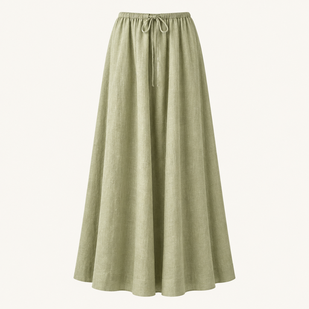 Skyler Loose Fit Linen Maxi Skirt in Sage Green product photo