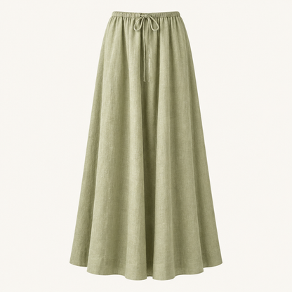 Skyler Loose Fit Linen Maxi Skirt in Sage Green product photo