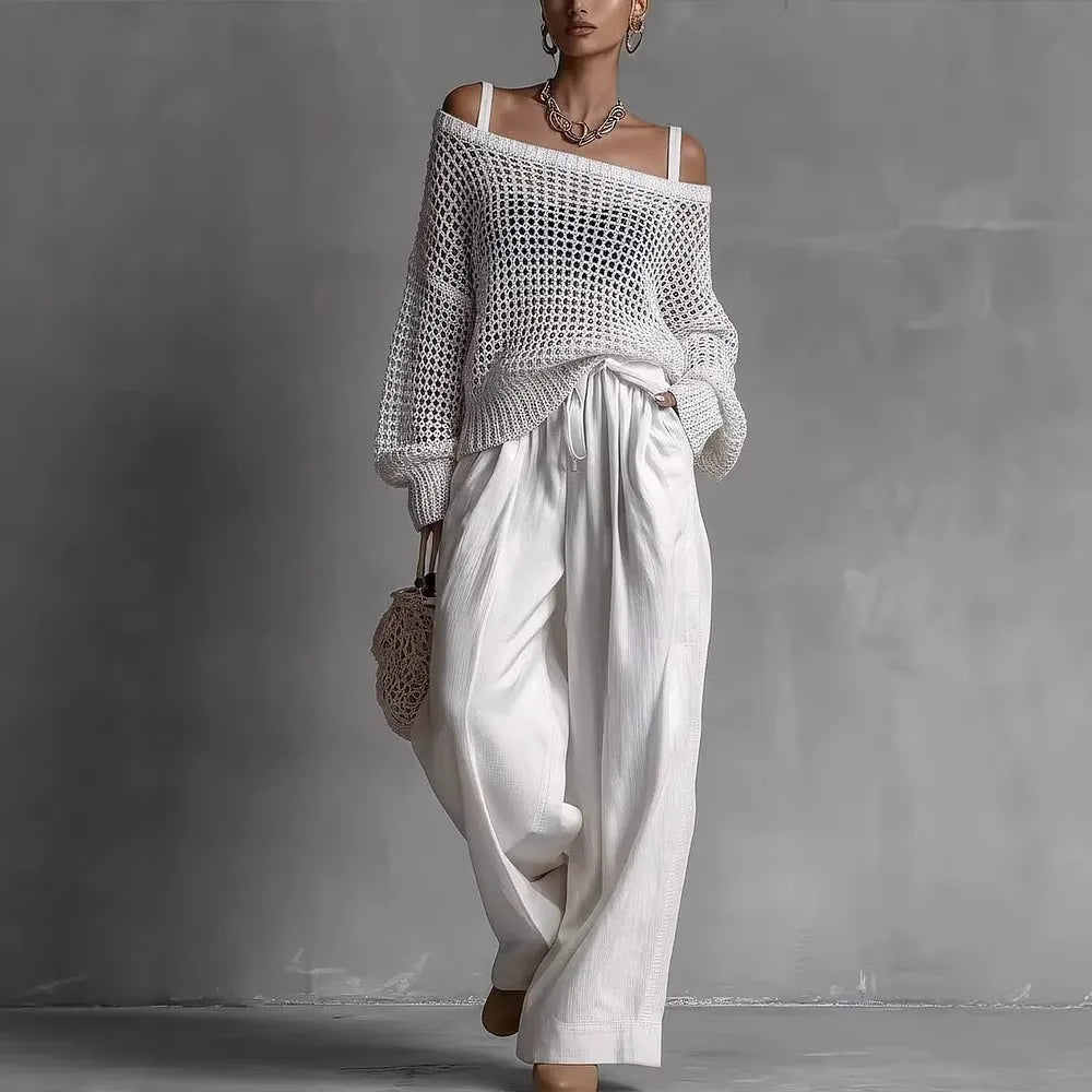 Skyler Off-Shoulder Top and Wide Leg Pants Set, image 3