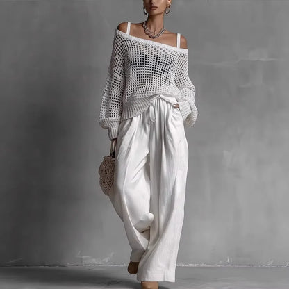 Skyler Off-Shoulder Top and Wide Leg Pants Set, image 3
