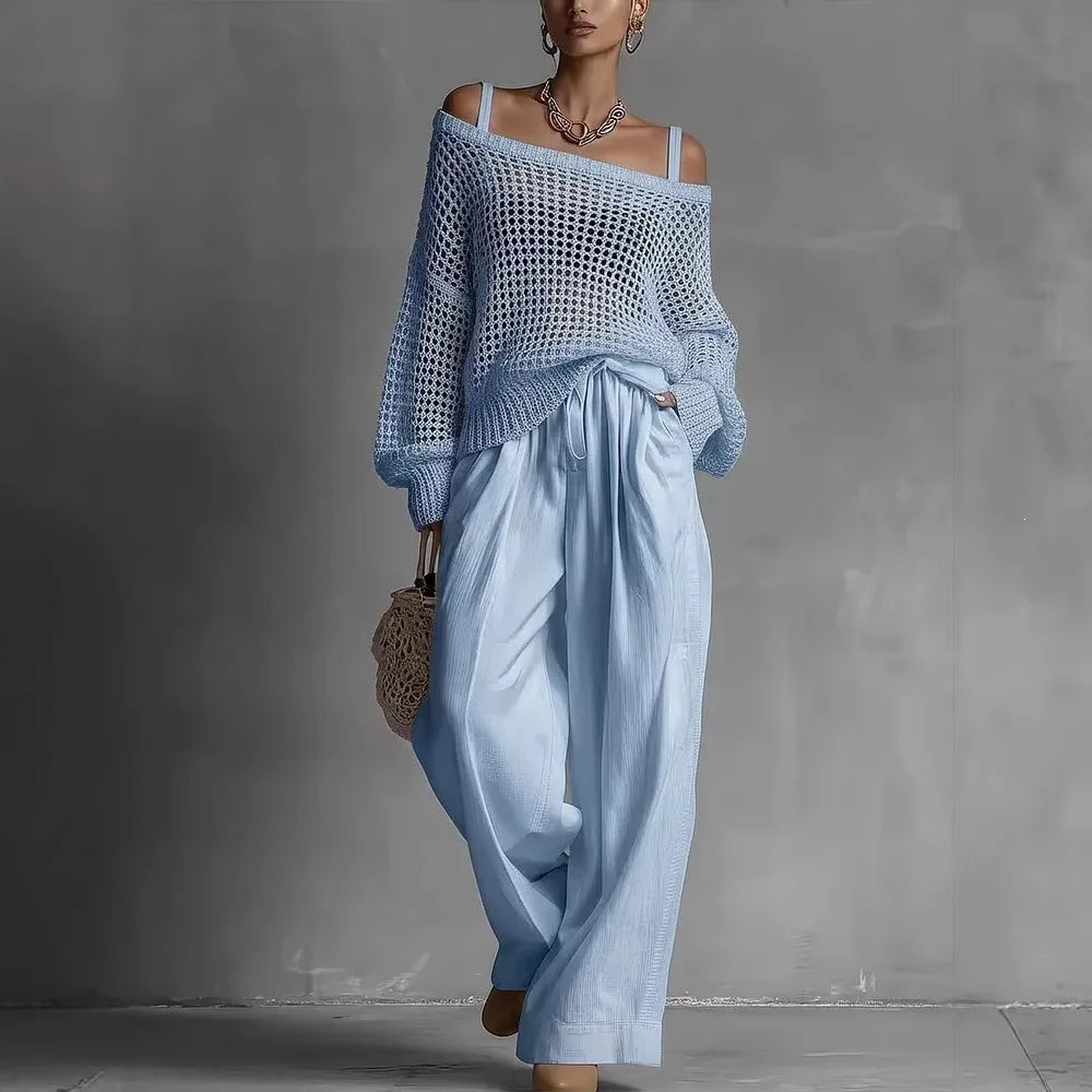 Skyler Off-Shoulder Top and Wide Leg Pants Set, image 4