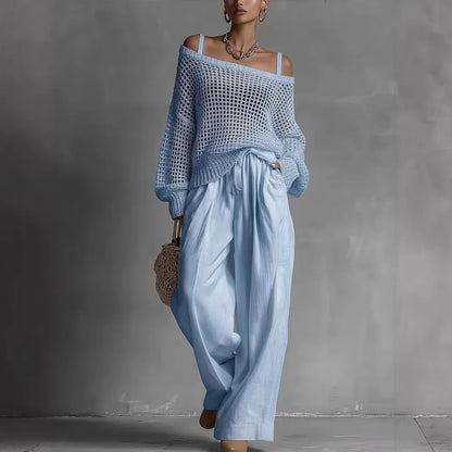 Skyler Off-Shoulder Top and Wide Leg Pants Set, image 4