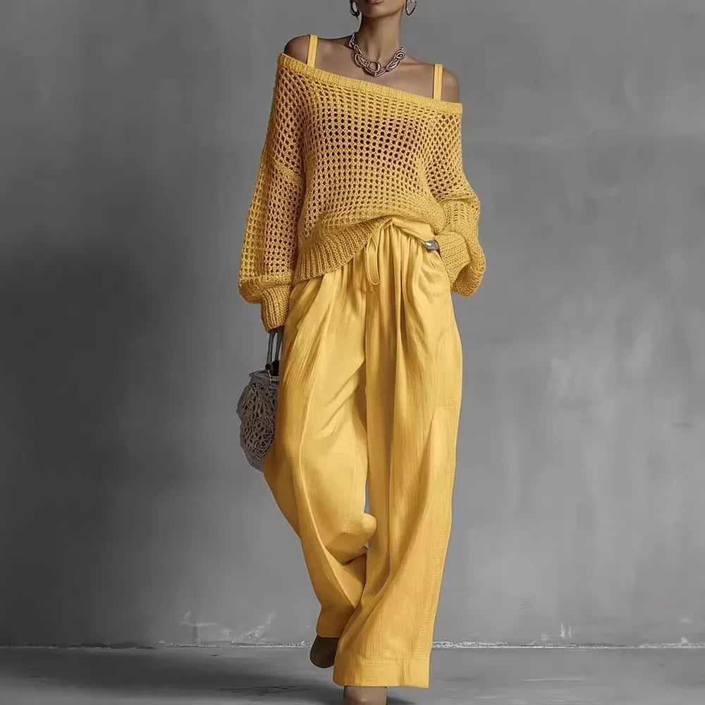 Skyler Off-Shoulder Top and Wide Leg Pants Set, image 5