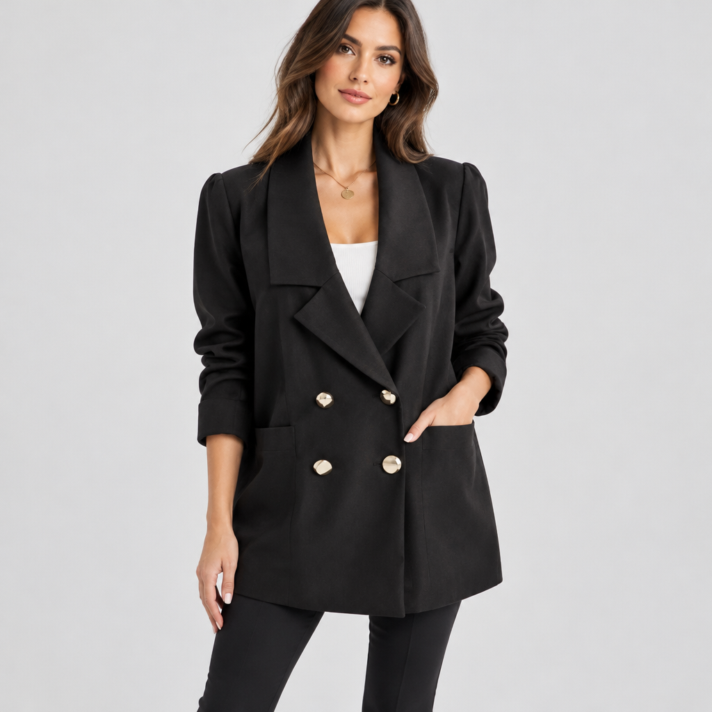 Skyler Oversized Blazer with Button Details worn by a model