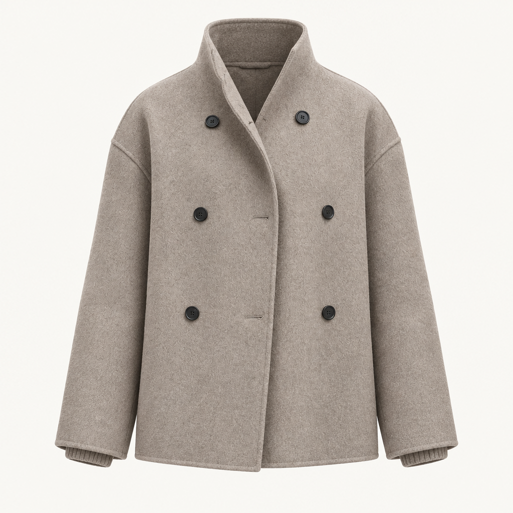 Skyler Oversized Button-Front Jacket in Khaki