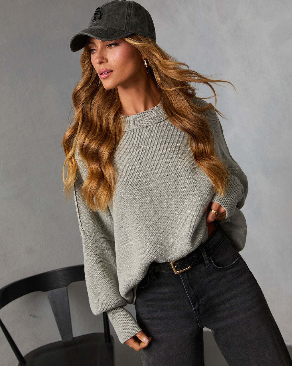 Skyler Oversized Knit Pullover Sweater with Side Slits, image 29