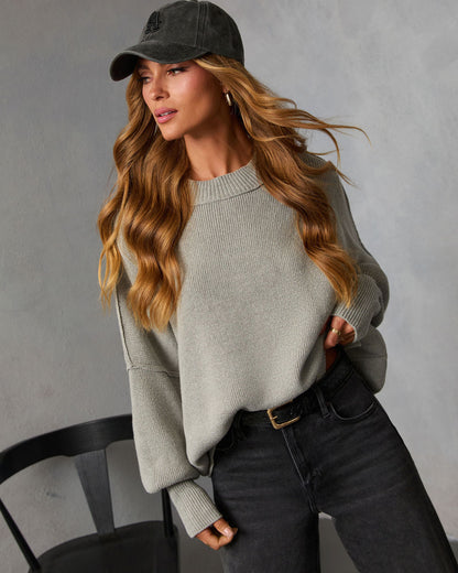 Skyler Oversized Knit Pullover Sweater with Side Slits, image 29