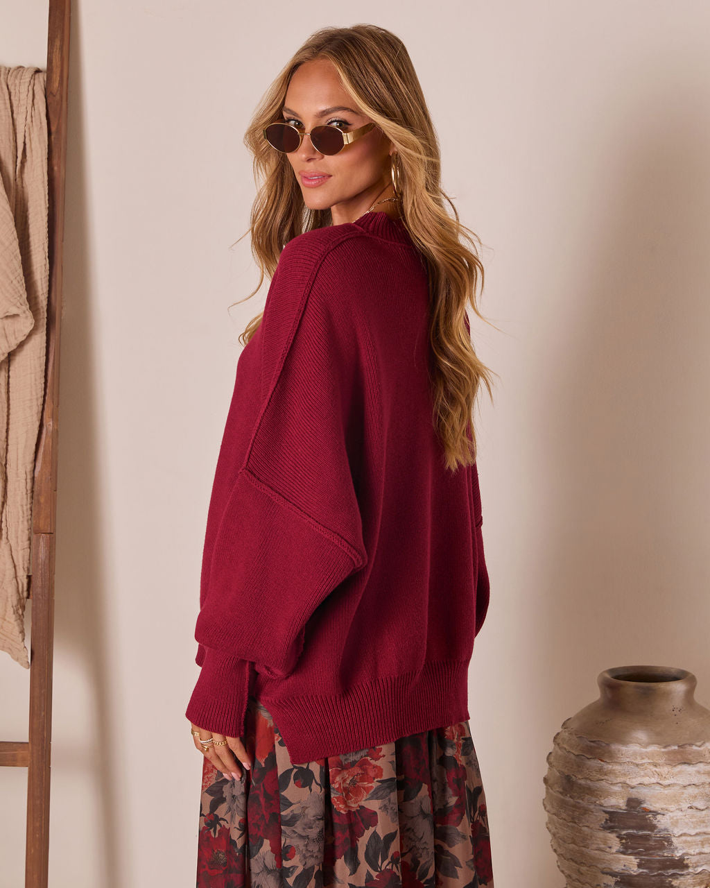 Skyler Oversized Knit Pullover Sweater with Side Slits, image 69