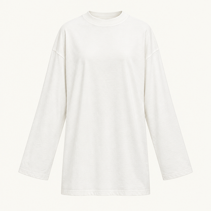 Skyler Oversized Long Sleeve Cotton Tunic Top in Ecru product photo