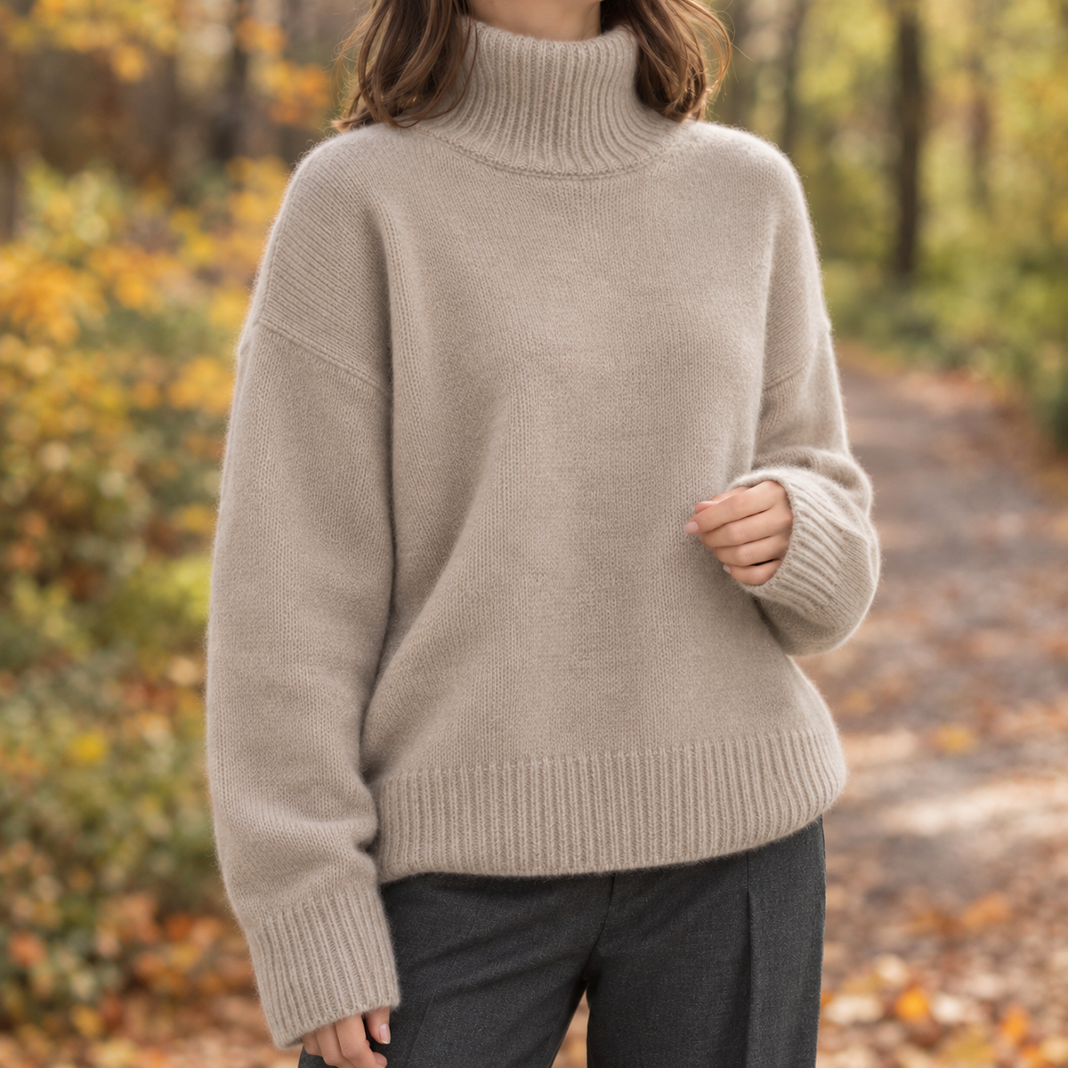 Skyler Oversized Ribbed Turtleneck Sweater - view 6