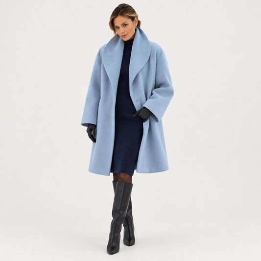 Woman wearing the Oversized Wide Collar Coat
