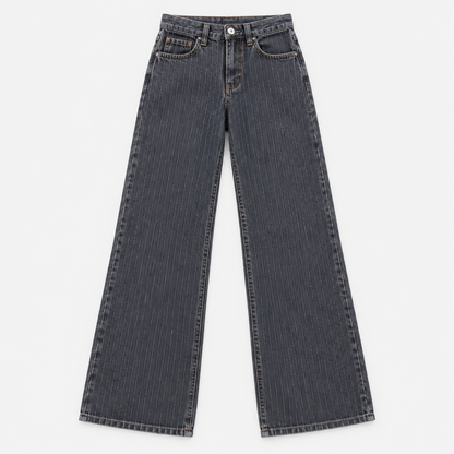 Skyler Pinstripe Wide Leg Jeans flat lay