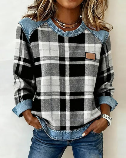 Skyler Plaid Patchwork Sweatshirt - view 5