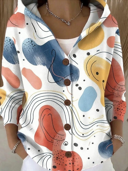 Printed Hooded Knit Cardigan, view 6