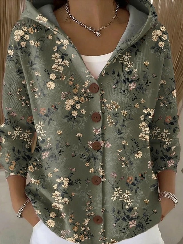 Printed Hooded Knit Cardigan, view 7