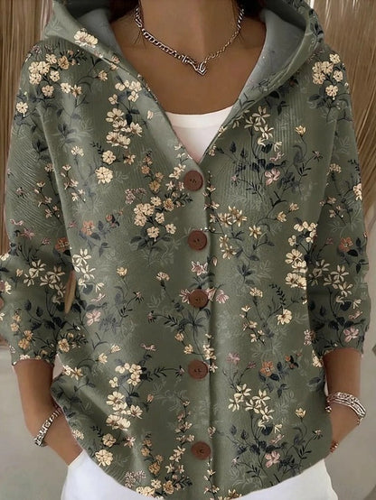 Printed Hooded Knit Cardigan, view 7