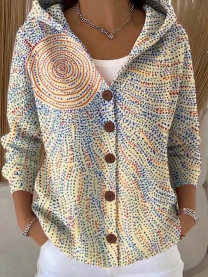 Printed Hooded Knit Cardigan, view 9