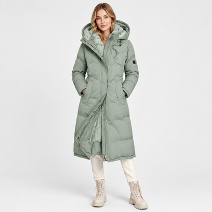 Woman wearing the Quilted Hooded Winter Coat