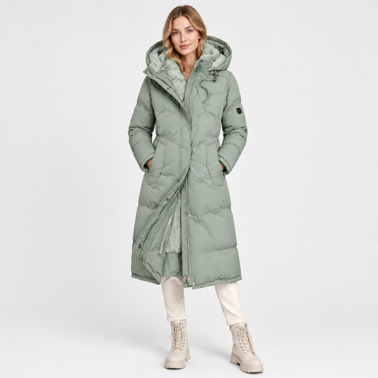 Woman wearing the Quilted Hooded Winter Coat