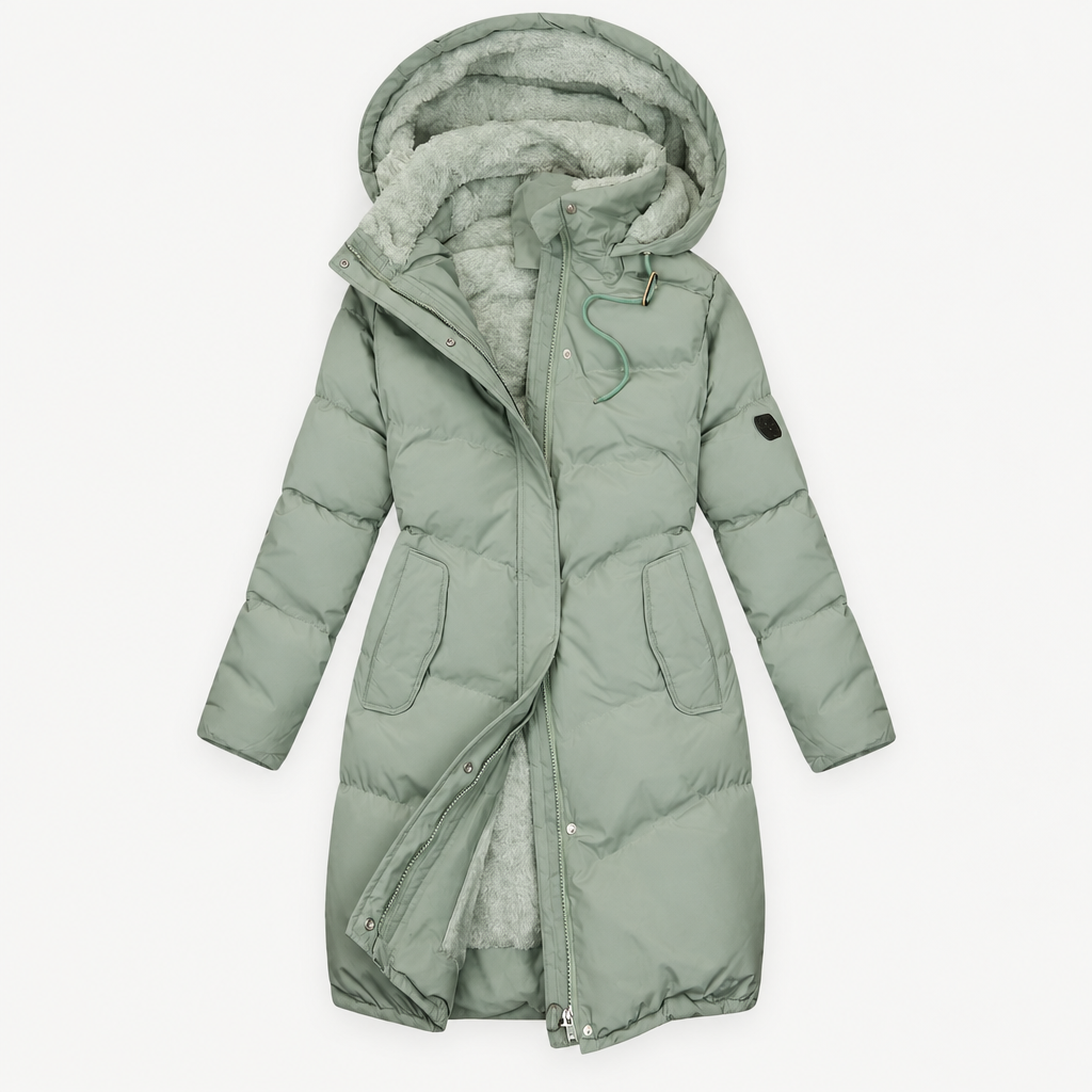 Quilted Hooded Winter Coat, flat lay