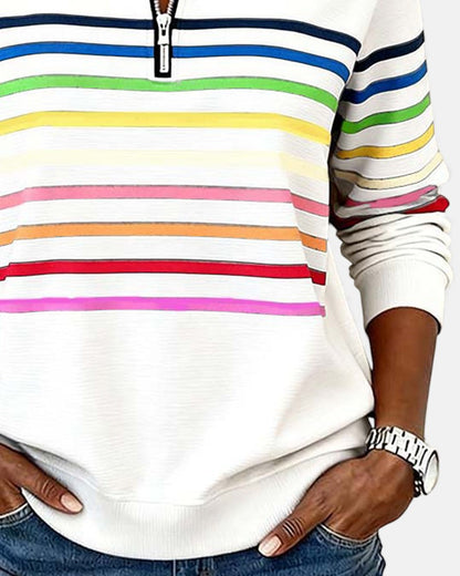 Skyler Rainbow Striped Half-Zip Sweatshirt - view 11