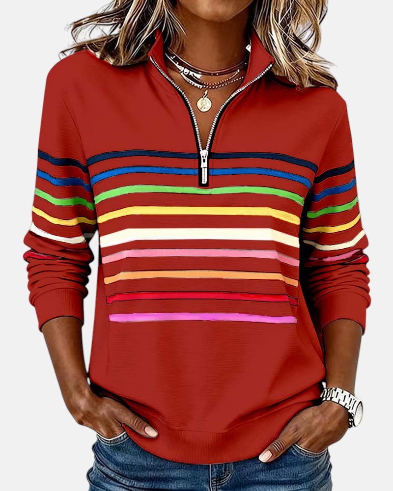 Skyler Rainbow Striped Half-Zip Sweatshirt - view 12