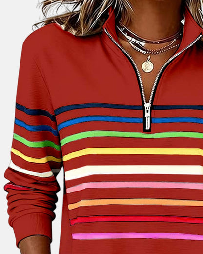 Skyler Rainbow Striped Half-Zip Sweatshirt - view 13