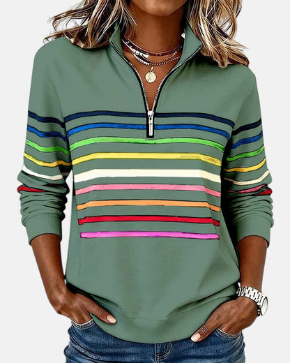 Skyler Rainbow Striped Half-Zip Sweatshirt - view 17