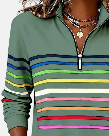 Skyler Rainbow Striped Half-Zip Sweatshirt - view 18
