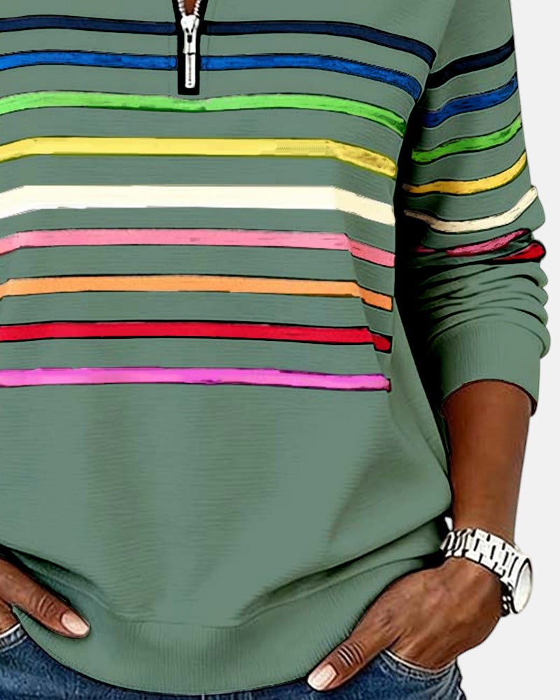 Skyler Rainbow Striped Half-Zip Sweatshirt - view 19