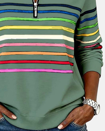 Skyler Rainbow Striped Half-Zip Sweatshirt - view 19