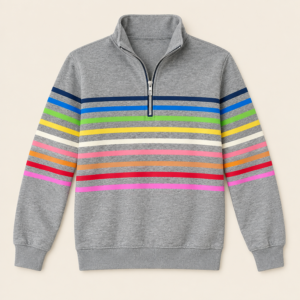 Skyler Rainbow Striped Half-Zip Sweatshirt