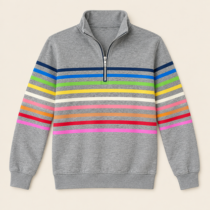 Skyler Rainbow Striped Half-Zip Sweatshirt