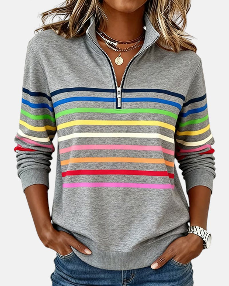 Skyler Rainbow Striped Half-Zip Sweatshirt - view 3