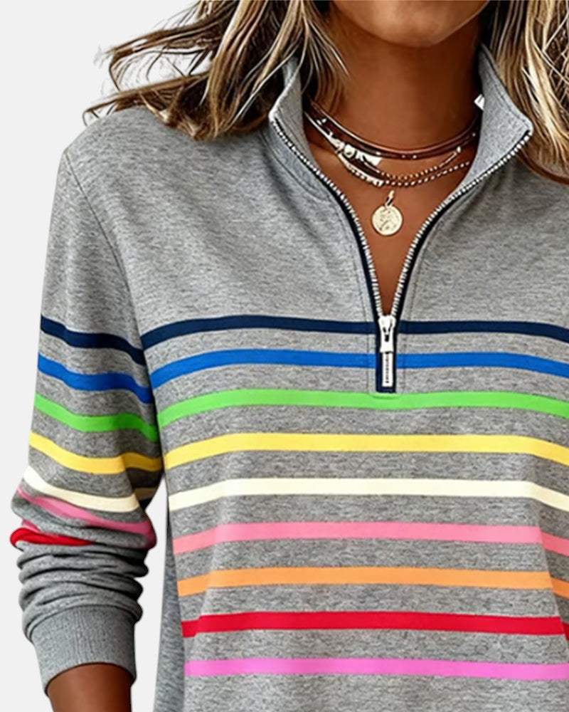 Skyler Rainbow Striped Half-Zip Sweatshirt - view 4