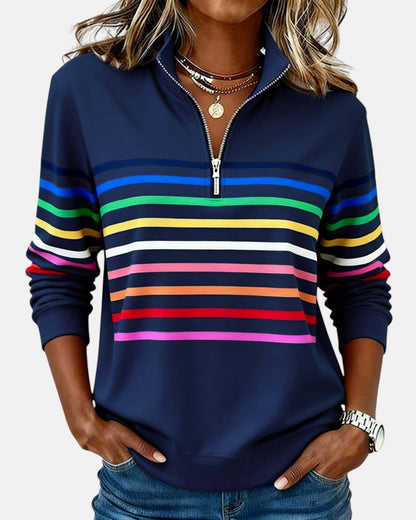 Skyler Rainbow Striped Half-Zip Sweatshirt - view 6