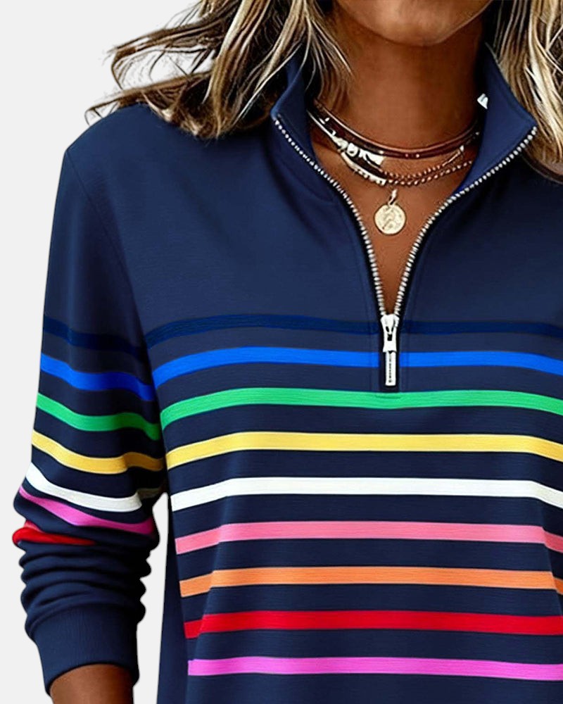 Skyler Rainbow Striped Half-Zip Sweatshirt - view 7