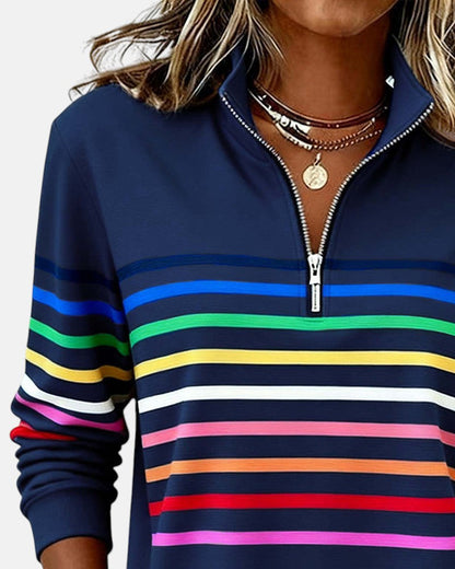Skyler Rainbow Striped Half-Zip Sweatshirt - view 7