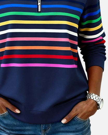 Skyler Rainbow Striped Half-Zip Sweatshirt - view 8