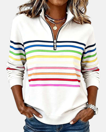Skyler Rainbow Striped Half-Zip Sweatshirt - view 9