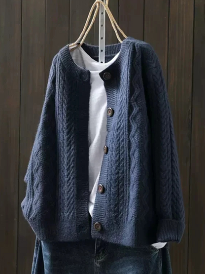 Relaxed Cable Knit Cardigan, view 6