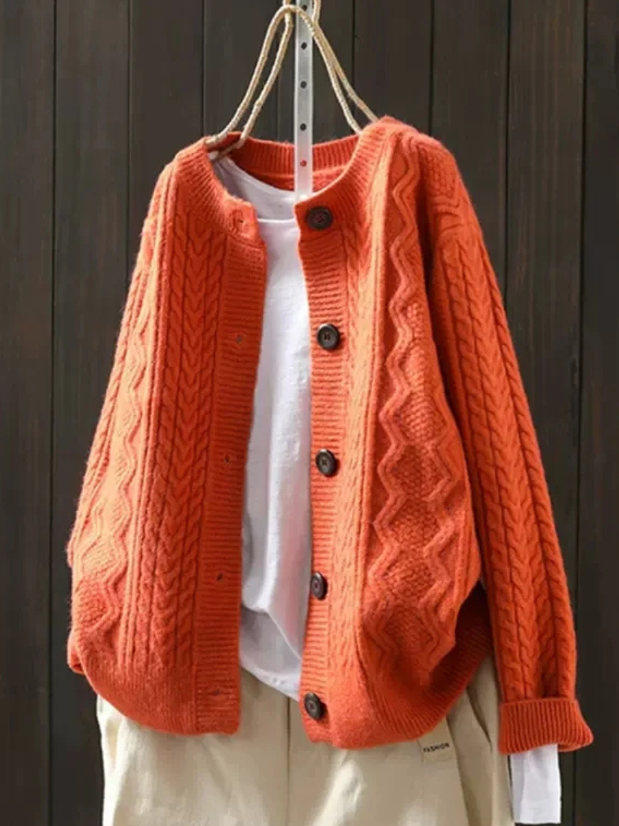 Relaxed Cable Knit Cardigan, view 7