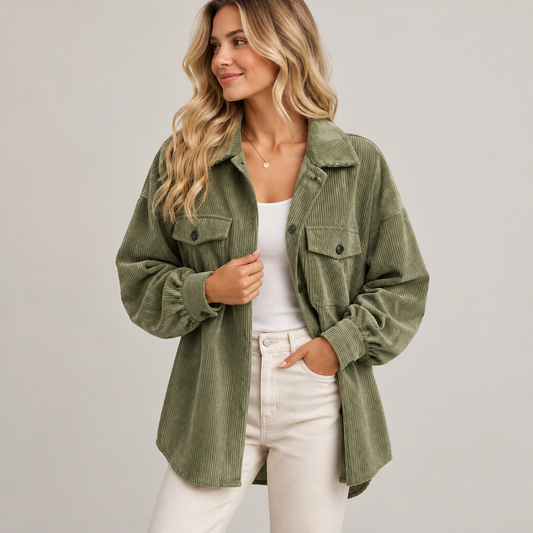 Skyler Relaxed Corduroy Jacket worn by a model