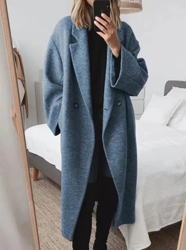 Relaxed Double-Breasted Long Coat, view 4