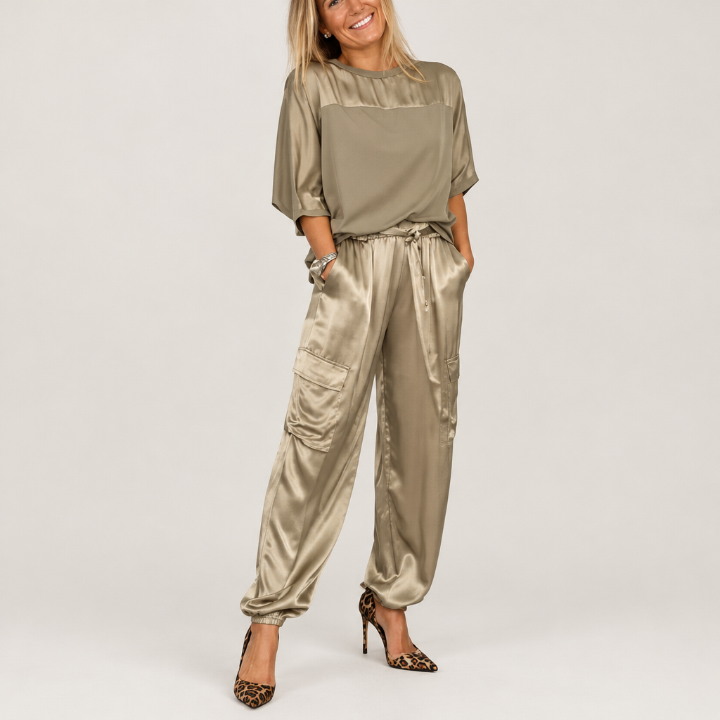 Model wearing Skyler Relaxed Top and Jogger Set