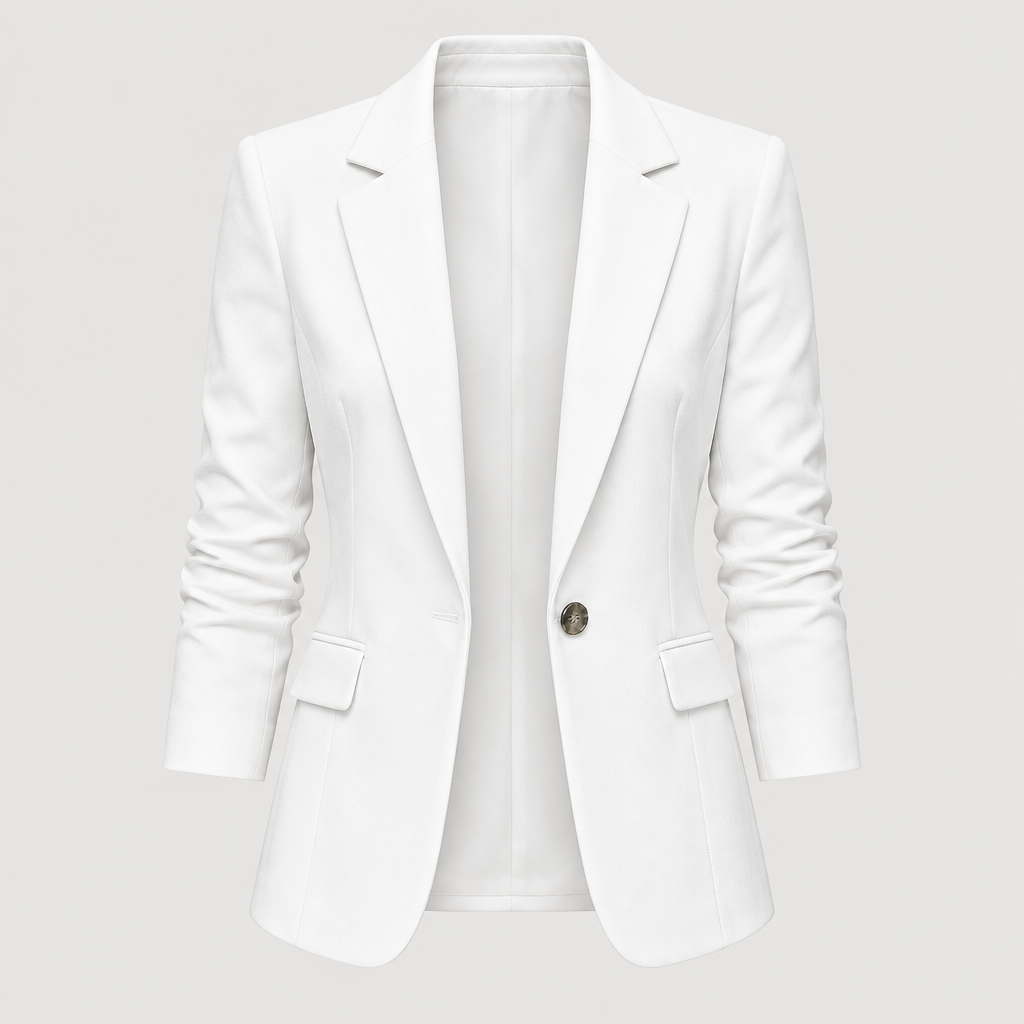 Skyler Relaxed White Blazer Jacket, front product view